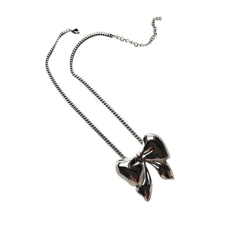 Silver Bow Necklace