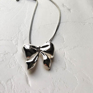 Silver Bow Necklace