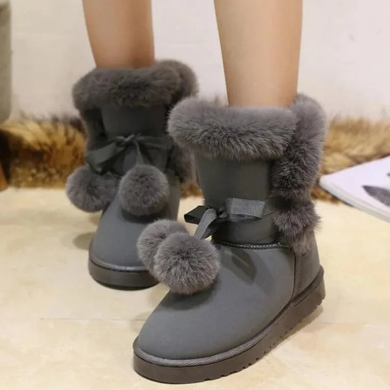 Bow Tie Fur Snow Boots