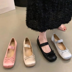 Bow Ballet Strap Loafers