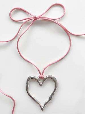 Hollow Silver Heart Necklace