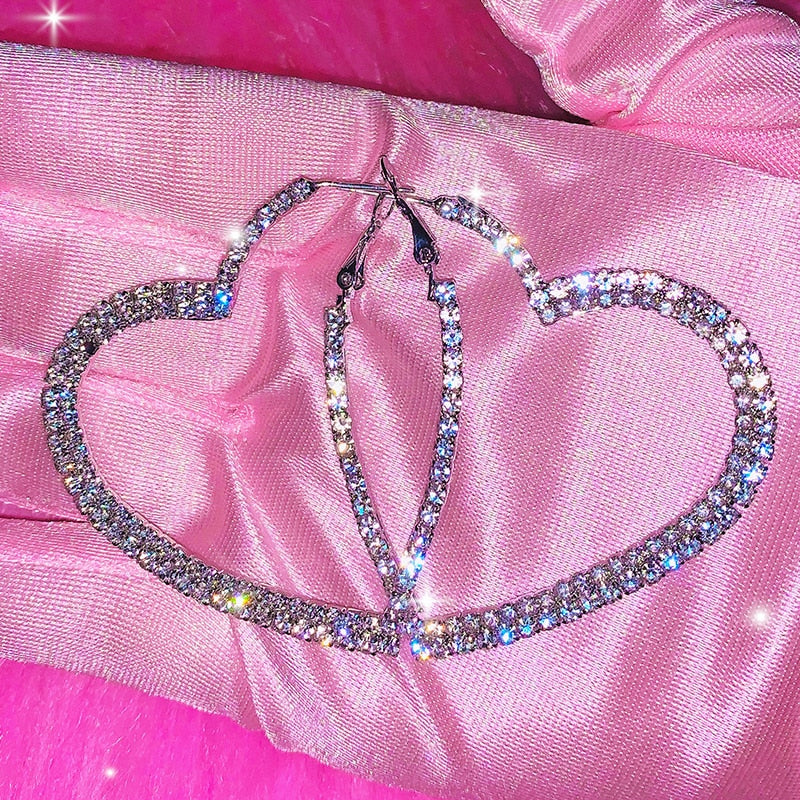 Silver Heart Hoop Earrings