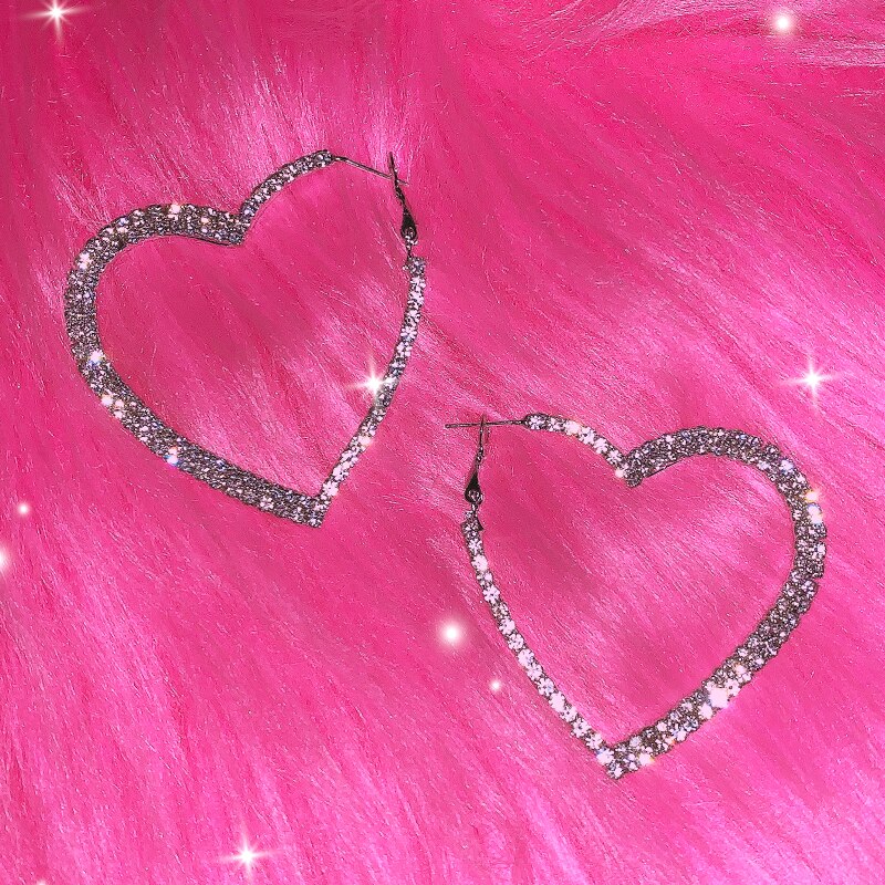 Silver Heart Hoop Earrings