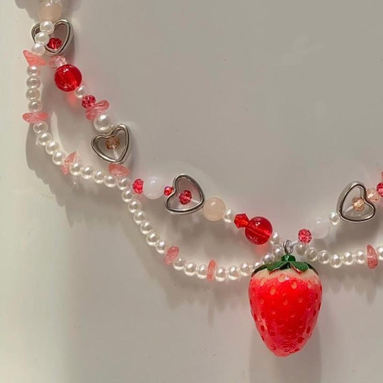 Strawberry Pearl Heart Necklace