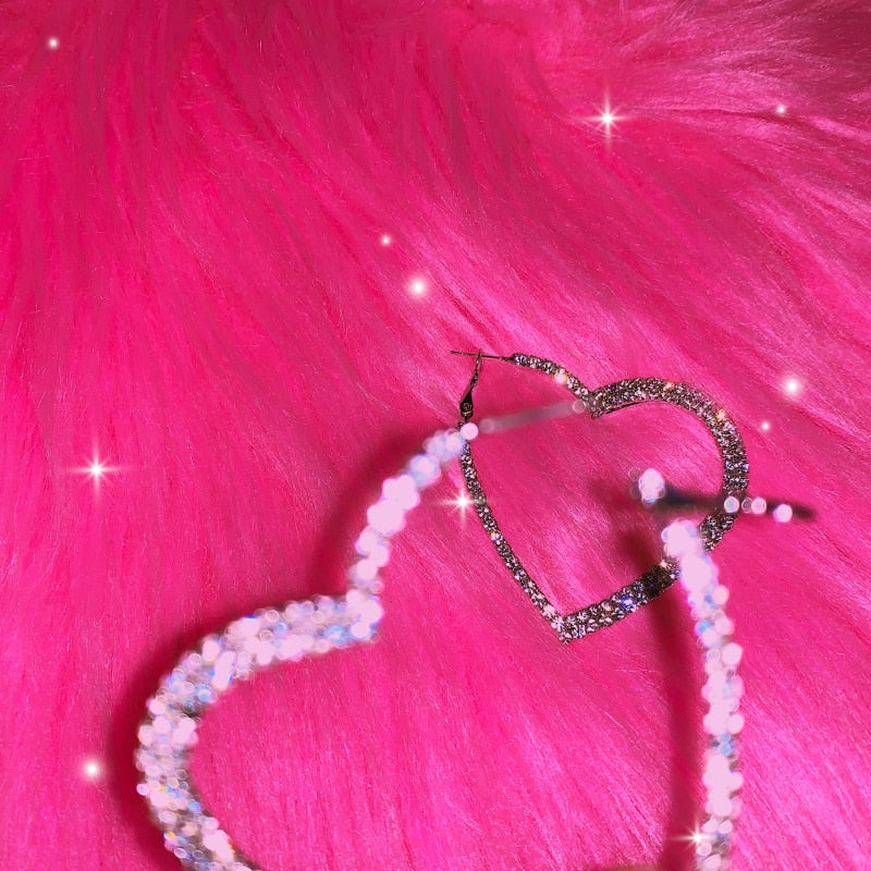 Silver Heart Hoop Earrings